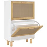 Maison Chic Omarica za obutev - Kopa za čevlje bela 52x25x80 cm inž. les in naravni ratan, (21776600) Cene