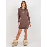 Fashion Hunters Women's sweatshirt dress with pockets - brown | shoptok.hr