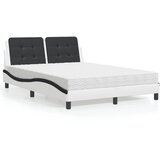 vidaXL Postelja z vzmetnico bela in črna 140x190 cm umetno usnje | Shoptok.si