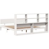 vidaXL Knjižna postelja brez vzmetnice bela 200x200 cm trdna borovina | Shoptok.si