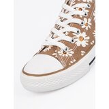 Shelvt Beige women's sneakers with flowers | Shoptok.si