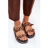 Boto Women's leopard print platform sandals with straps and buckles brown Ziferte | Shoptok.si