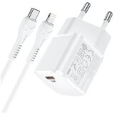 Hoco putni punjač Type C + kabel za iPhone Lightning 8-pin Power Delivery 20W Starter N10 bijeli | shoptok.hr
