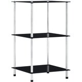vidaXL Police s 3 razine crne 40 x 40 x 67 cm od kaljenog stakla Cijene