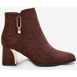 Boto Women's heeled ankle boots with gold details brown Kalivra | Shoptok.si