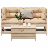 The Living Store Vrtna sedežna garnitura 3-delna z blazinami trdna borovina - Vrtna Sedežna Garnitura, (21462829) | Shoptok.si
