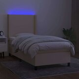  Box spring postelja z vzmetnico LED krem 90x190 cm blago, (20791002) | Shoptok.si