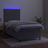  Krevet box spring s madracem LED svjetlosivi 90x200 cm baršun | shoptok.hr