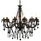 x Luster s perlama crni 12 žarulja E14 | shoptok.hr