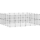 vidaXL Ograda za hišne ljubljenčke s 44 paneli črna 35x35 cm jeklo, (20802189) | Shoptok.si