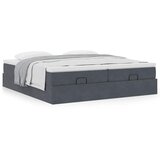 vidaXL Otomanski posteljni okvir z vzmetnicami siv 200x200cm žamet | Shoptok.si