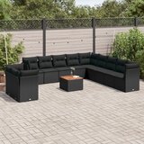  12-dijelni set vrtnih sofa od poliratana s jastucima crni | shoptok.hr