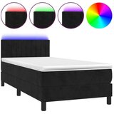  Box spring postelja z vzmetnico LED črna 80x200 cm žamet | Shoptok.si