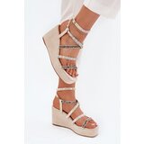 Boto Women's Wedge Sandals With Decoration On Straps Beige Lunara | shoptok.hr