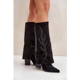 FS1 Decorated ankle boots with turned-down shaft on heel black Ivilta | shoptok.hr