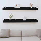 Maison Chic 2 kosi Stenske Police - Viseče police črna 110x12x9 cm trdna borovina, (21793565) | Shoptok.si