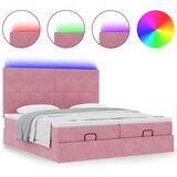 vidaXL Otomanski posteljni okvir z vzmetnicami roza 160x200cm žamet, (21608911) | Shoptok.si