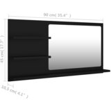  Kupaonsko ogledalo crno 90 x 10,5 x 45 cm konstruirano drvo | shoptok.hr
