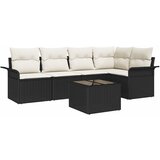 vidaXL Vrtna sedežna garnitura z blazino 6 pcs Črna poli ratan, (5000135277) | Shoptok.si