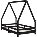  Okvir za dječji krevet crni 80 x 160 cm od masivne borovine | shoptok.hr
