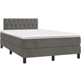  Krevet box spring s madracem LED tamnosivi 120 x 200 cm baršun | shoptok.hr
