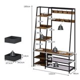  Industrijski obešalnik s klopjo za čevlje, dim.122x40x180 cm (rustikalno rjava) | Shoptok.si