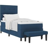  Postelja s škatlastim vzmetenjem z vzmetnico in klopjo modra 80x200 cm tkanina, (22082871) | Shoptok.si