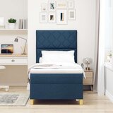 vidaXL Box Spring Krevet s madracem Plava 90x200 cm Tkanina | shoptok.hr