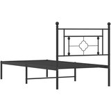  Metalni okvir za krevet s uzglavljem crni 100x200 cm | shoptok.hr