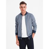 Ombre Men's pique knit bomber sweatshirt - navy blue | shoptok.hr