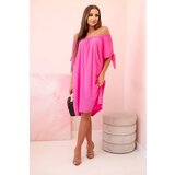 Kesi Włoski Women's viscose dress with tied sleeves pink | shoptok.hr