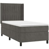 Box spring postelja z vzmetnico temno siva 80x200 cm žamet, (20790373) | Shoptok.si