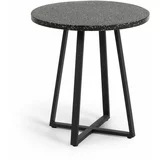 Kave Home Crni vrtni stol s kamenom pločom Tella, ø 70 cm