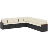  9-dijelni set vrtnih sofa s jastucima crni od poliratana | shoptok.hr
