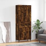 vidaXL Visoka komoda dimljen hrast 69,5x34x180 cm inženirski les | Shoptok.si