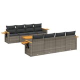 Maison Chic Seti vrtnega pohištva - Vrtna garnitura - Vrtni pohištvo set 9-delna z blazinami siv poli ratan, (21805090) | Shoptok.si
