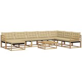  Set vanjskih sofa 9 pcs Bijela i bež Čvrsto drvo akacije | shoptok.hr