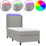  Krevet box spring s madracem LED svjetlosivi 90x190 cm tkanina | shoptok.hr