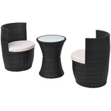  3-dijelni bistro set od poliratana s jastucima crni | Eponuda.com