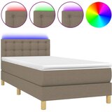  Box spring postelja z vzmetnico LED taupe 90x200 cm blago, (20900352) | Shoptok.si