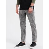 Ombre Men's marbled denim pants with raw-leg SLIM FIT - grey | shoptok.hr