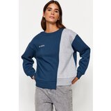 Trendyol Navy Blue Printed Basic Knitted Sweatshirt