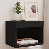  The Living Store Nočna omarica z LED lučkami stenska črna - Nočna Omarica, (21499213) Cene