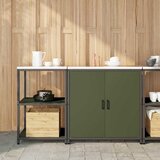 vidaXL Kuhinjski set za pohranu s policom s pohranom s vratima Podesiva 2 pcs Maslinasto zelena | shoptok.hr