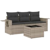 vidaXL Vrtna sedežna garnitura 4-delna z blazinami siv poli ratan, (21059468) | Shoptok.si