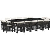 vidaXL 15-dijelni vrtni blagovaonski set s jastucima poliratan crni | shoptok.hr