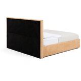 Bonami Selection Gorčično rumena oblazinjena zakonska postelja s prostorom za shranjevanje z letvenim dnom 160x200 cm Thessa Bold Line – | Shoptok.si