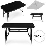 Multi Garden vrtni stol 140 × 80 cm s kaljenim staklom i otvorom za suncobran, crni | shoptok.hr