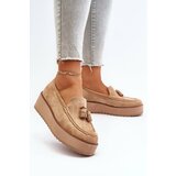 Kesi Women's platform loafers with fringes, brown mialani Cene