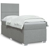 vidaXL Box spring postelja z vzmetnico svetlo siva 80x200 cm blago | Shoptok.si